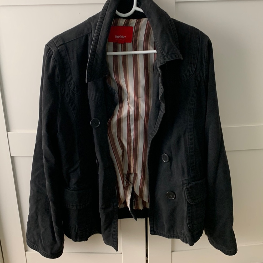 Mossimo black brushed cotton pea coat style jacket size:junior large.